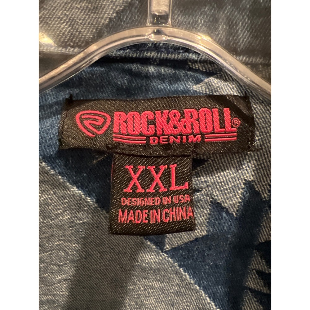 Rock & Roll Denim Aztec Fringe Western Jacket Blue XXL RRWD92RZQC - Picture 6 of 9